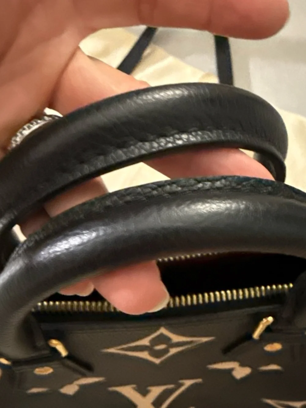 Louis Vuitton Black & Cream Monogram Alma BB Satchel